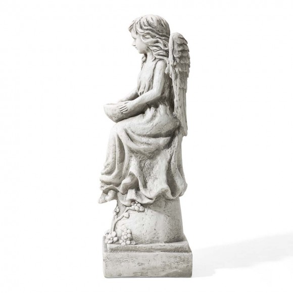 Glitzhome Glitzhome 31.25"H MGO Angel Garden Statue With A Birdbath