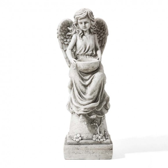 glitzhome Glitzhome 31.25"H MGO Angel Garden Statue with a Birdbath