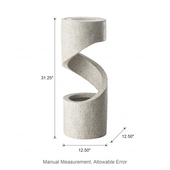 Glitzhome Glitzhome 31.25"H Mid-Century Modern Faux Terrazzo Spiral Shaped Polyresin Outdoor Fountain With Pump And LED Light (KD)