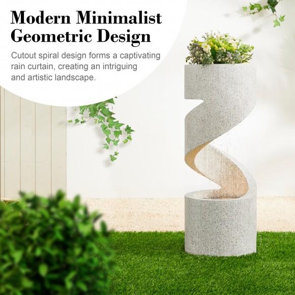 Glitzhome Glitzhome 31.25"H Mid-Century Modern Faux Terrazzo Spiral Shaped Polyresin Outdoor Fountain With Pump And LED Light (KD)