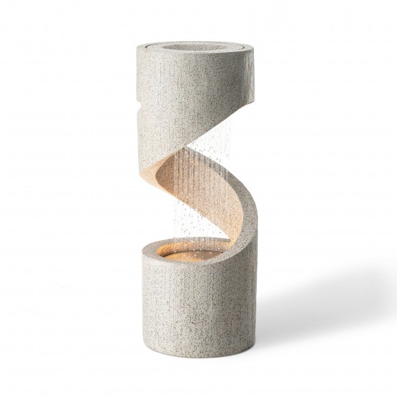 Glitzhome Glitzhome 31.25"H Mid-Century Modern Faux Terrazzo Spiral Shaped Polyresin Outdoor Fountain With Pump And LED Light (KD)