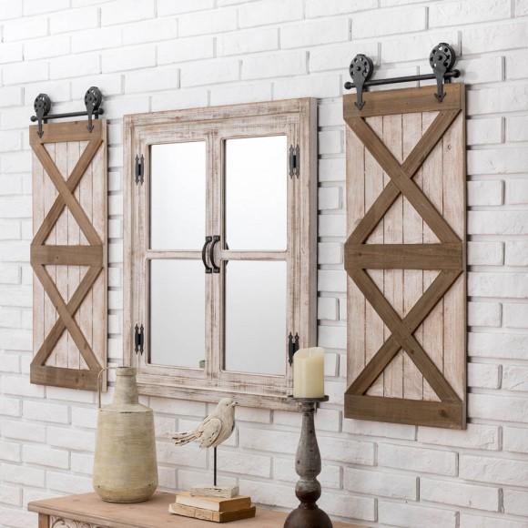 Glitzhome Glitzhome 31.5"H Oversized Farmhouse Wood Window Frame Wall Mirror