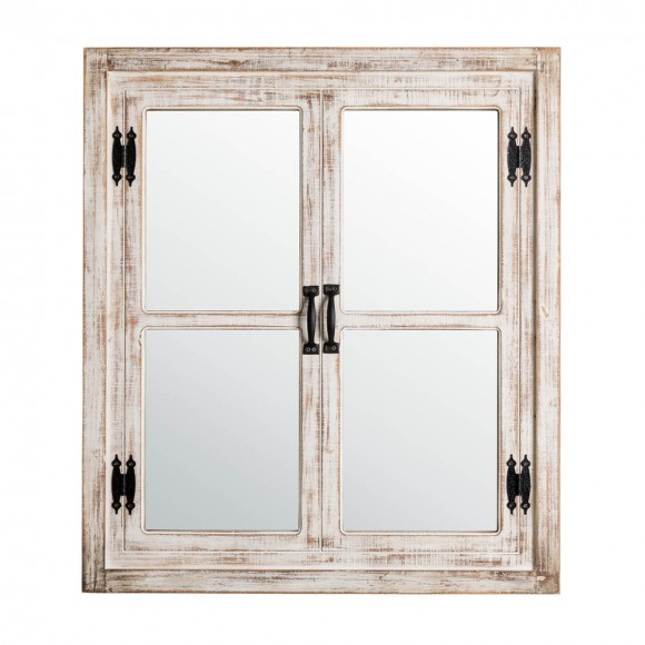 glitzhome Glitzhome 31.5"H Oversized Farmhouse Wood Window Frame Wall Mirror