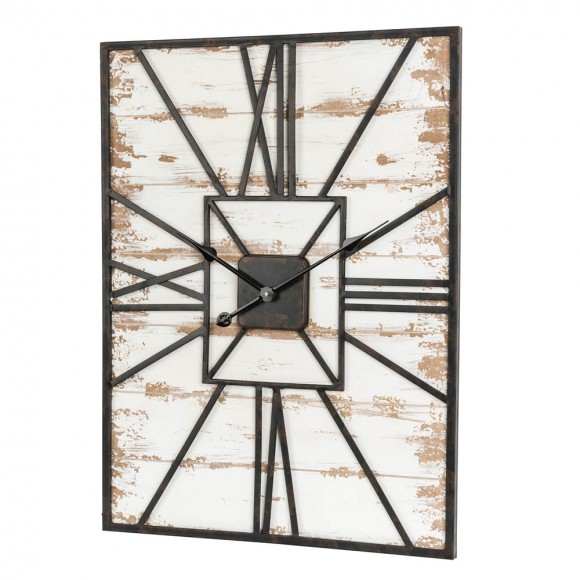 Glitzhome Glitzhome 31.5"H Oversized Farmhouse Wooden/Metal Rectangular Wall Clock