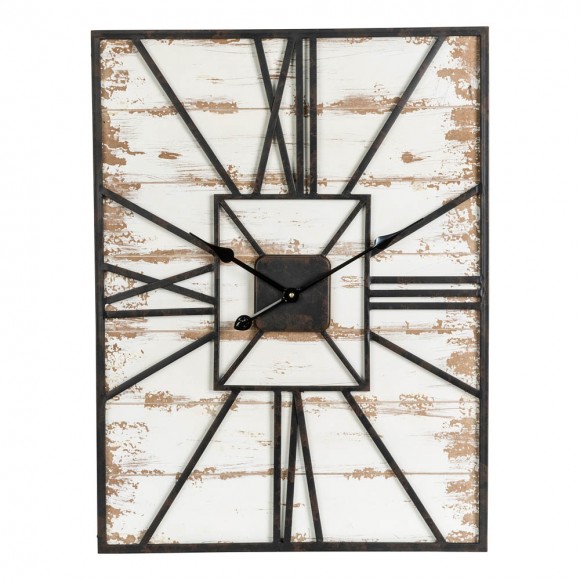 glitzhome Glitzhome 31.5"H Oversized Farmhouse Wooden/Metal Rectangular Wall Clock