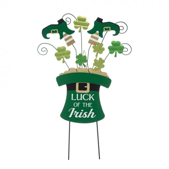 glitzhome Glitzhome 31.5"H St. Patrick's Day Wooden Leprechaun Belt Yard Stake or Wall Décor (Two Functions)