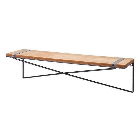 glitzhome Glitzhome 31.5"L Farmhouse Rustic Metal/Wooden Wall Shelf