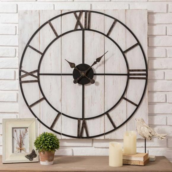Glitzhome Glitzhome 31.50"D Oversized Farmhouse Wooden/Metal Wall Clock
