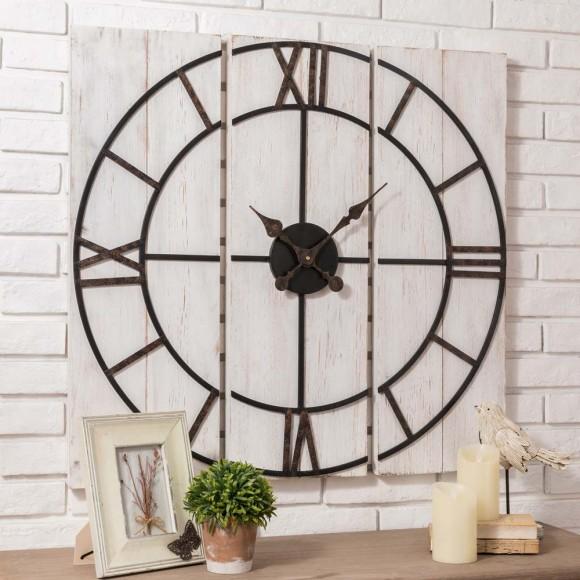 Glitzhome Glitzhome 31.50"D Oversized Farmhouse Wooden/Metal Wall Clock