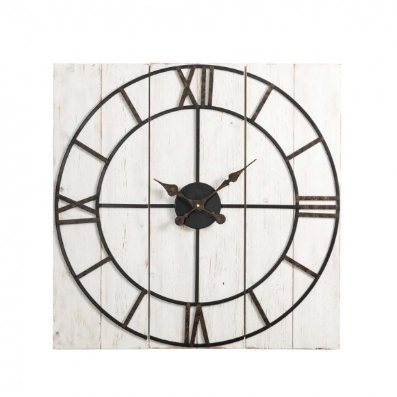 glitzhome Glitzhome 31.50"D Oversized Farmhouse Wooden/Metal Wall Clock