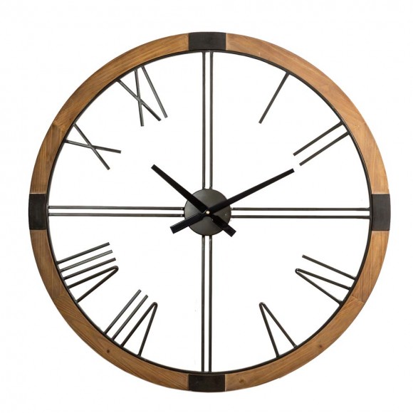 glitzhome Glitzhome 31.50"D Oversized Modern Farmhouse Metal/Wooden Wall Clock