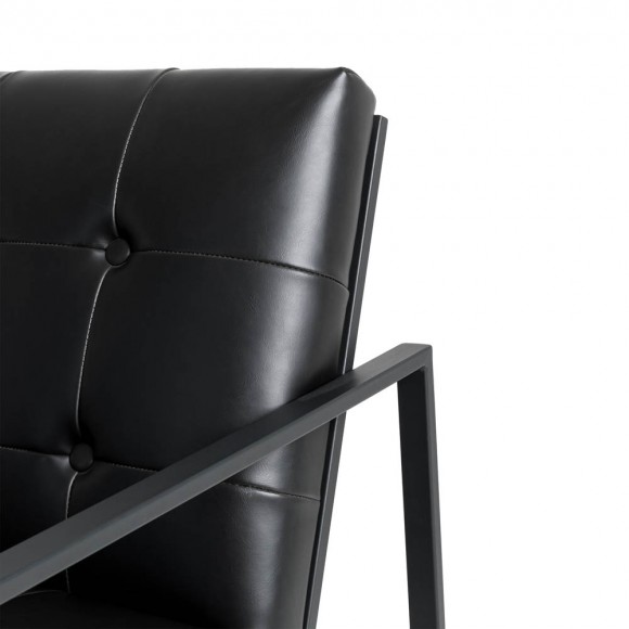 Glitzhome Glitzhome 31.50"H Black PU Leather Tufted Accent Chair