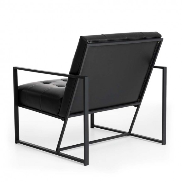 Glitzhome Glitzhome 31.50"H Modern Black Leatherette Accent Armchair With Black Metal Frame Set Of 2