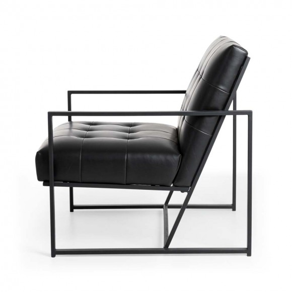 Glitzhome Glitzhome 31.50"H Modern Black Leatherette Accent Armchair With Black Metal Frame Set Of 2