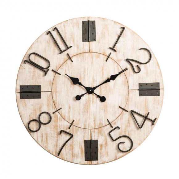 glitzhome Glitzhome 31.70"D Oversized Farmhouse White Wooden Wall Clock