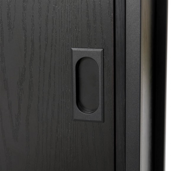 Glitzhome Glitzhome 31.75"H Modern Industrial Black Oak Melamine Floor Cabinet With 2 Sliding Doors