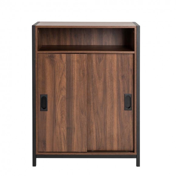 glitzhome Glitzhome 31.82"H Wooden/Metal Floor Cabinet with Double Sliding Doors