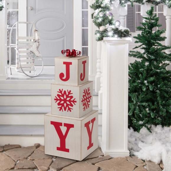 Glitzhome Glitzhome 31.89"H Wooden Block Wording Porch Sign - JOY