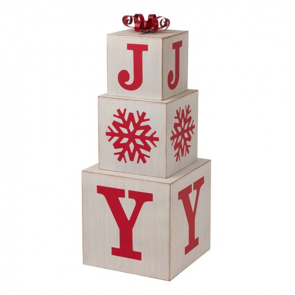 glitzhome Glitzhome 31.89"H Wooden Block Wording Porch Sign - JOY