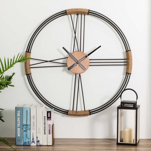 Glitzhome Glitzhome 31.90"D Oversized Modern Farmhouse Metal Wall Clock