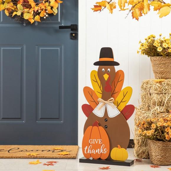 Glitzhome Glitzhome 31"H Thanksgiving Wooden Turkey Porch Decor