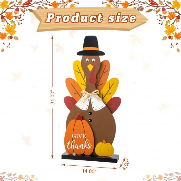Glitzhome Glitzhome 31"H Thanksgiving Wooden Turkey Porch Decor