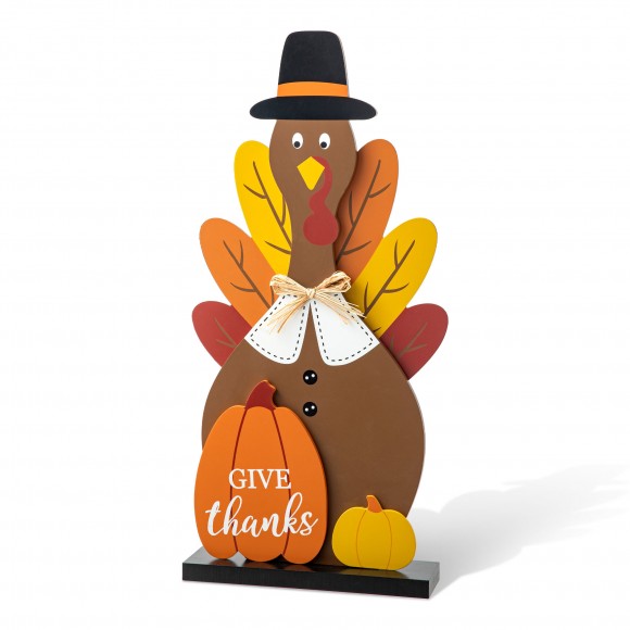 glitzhome Glitzhome 31"H Thanksgiving Wooden Turkey Porch Decor