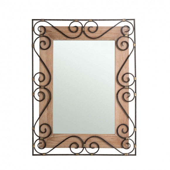 glitzhome Glitzhome 31"H Traditional Rectangle Wooden And Metal Scroll Wall Mirror