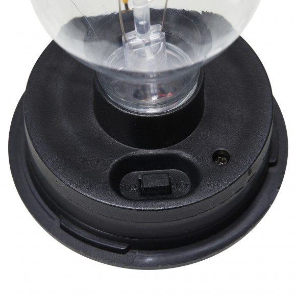 Glitzhome Glitzhome 32.25"H Black Metal Stripes Solar Powered Outdoor Lantern With Edison Bulb And Stake (KD)