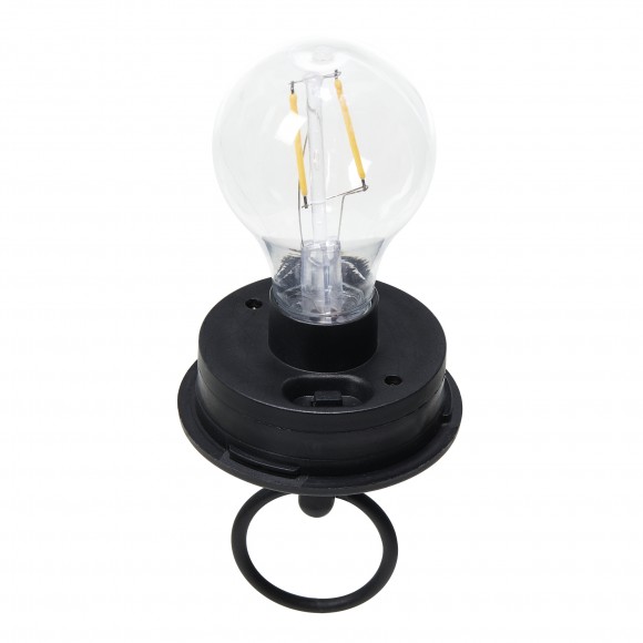 Glitzhome Glitzhome 32.25"H Black Metal Stripes Solar Powered Outdoor Lantern With Edison Bulb And Stake (KD)