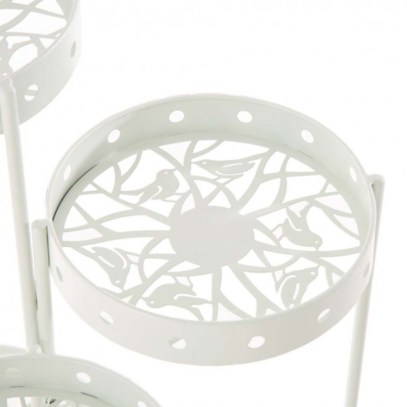 Glitzhome Glitzhome 32.25"H Foldable Multi-Tiered Round White Metal Planter Stand