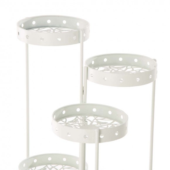Glitzhome Glitzhome 32.25"H Foldable Multi-Tiered Round White Metal Planter Stand
