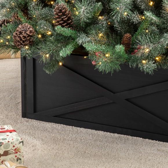 Glitzhome Glitzhome 32.25"L Black Wooden Tree Collar(KD)