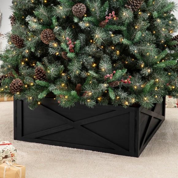 Glitzhome Glitzhome 32.25"L Black Wooden Tree Collar(KD)