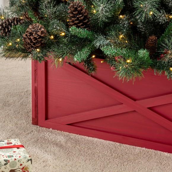 Glitzhome Glitzhome 32.25"L Red Wooden Tree Collar(KD)