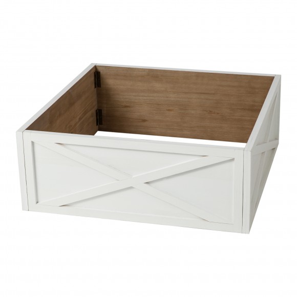glitzhome Glitzhome 32.25"L Washed White Wooden Tree Collar(KD)