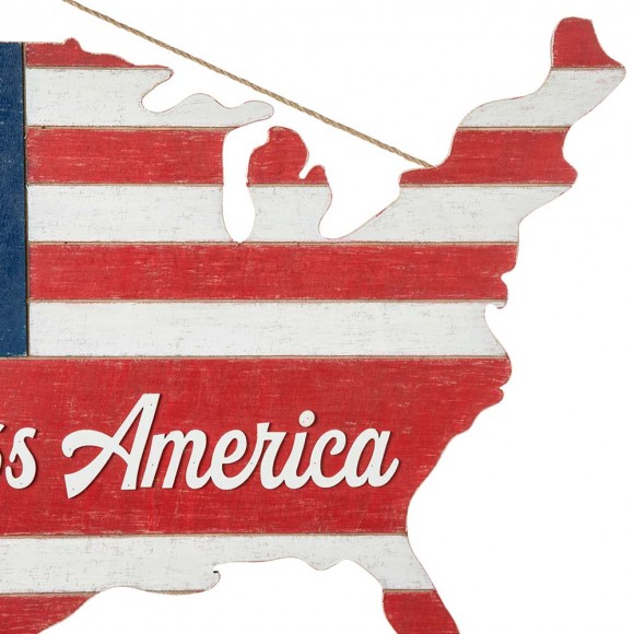 Glitzhome Glitzhome 32.25"L Wooden Patriotic America Map Wall Decor