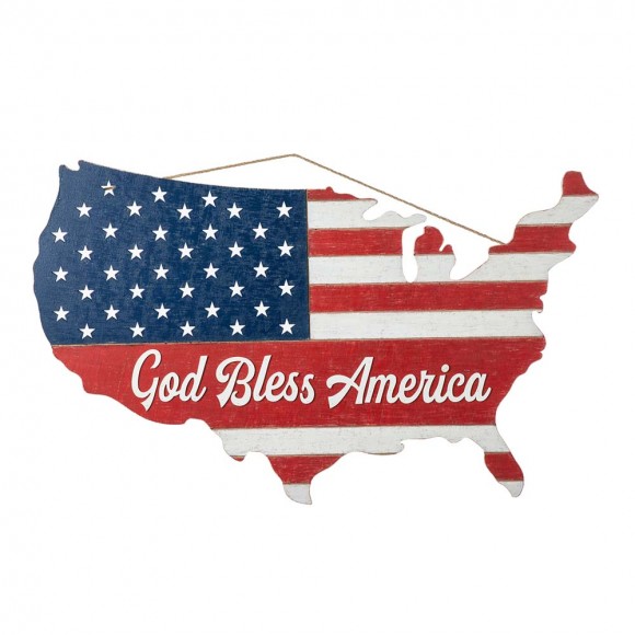 glitzhome Glitzhome 32.25"L Wooden Patriotic America Map Wall Decor