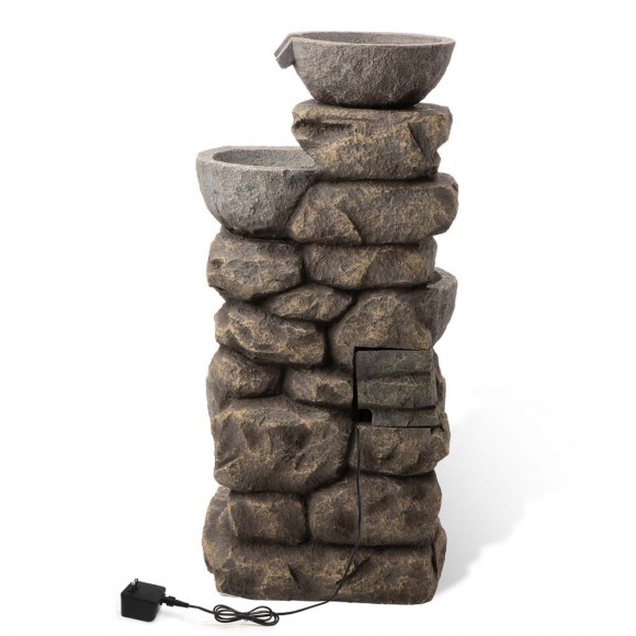 Glitzhome Glitzhome 32.28"H 4 Tiers Polyresin Waterfall Outdoor Fountain With Pump And LED Lights