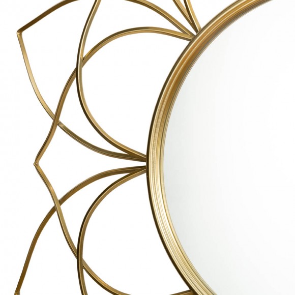 Glitzhome Glitzhome 32.75"D Oversized 3D Lotus Regency Modern Gold Metal Wall Mirror