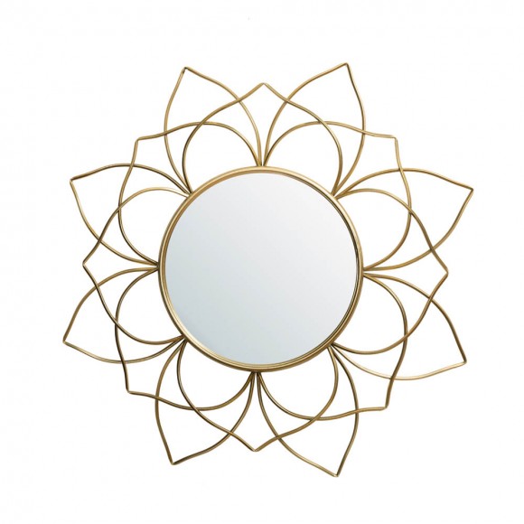 Glitzhome Glitzhome 32.75"D Oversized 3D Lotus Regency Modern Gold Metal Wall Mirror