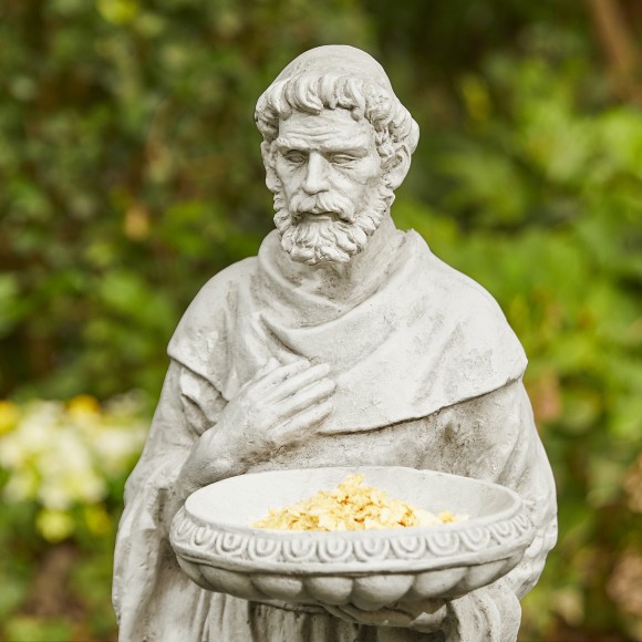 Glitzhome Glitzhome 32.75"H MGO St. Francis Garden Statue With Birdfeeder