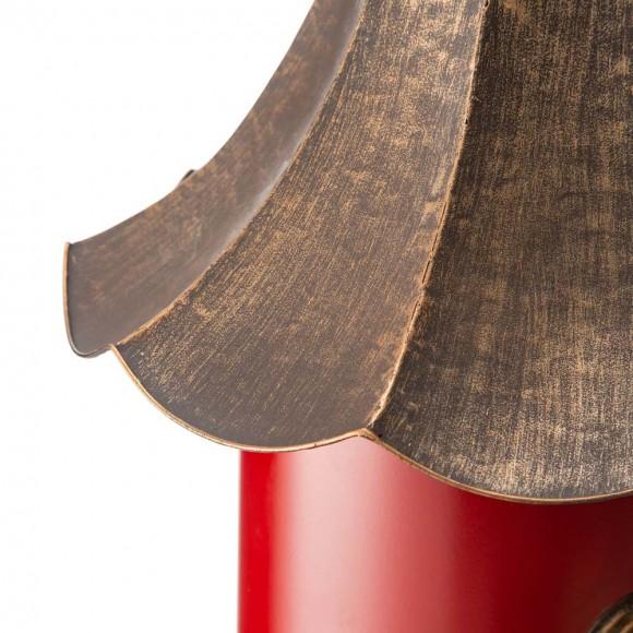 Glitzhome Glitzhome 32"H Farmhouse Retro Red Metal Pagoda Birdhouse With Bronze Roof