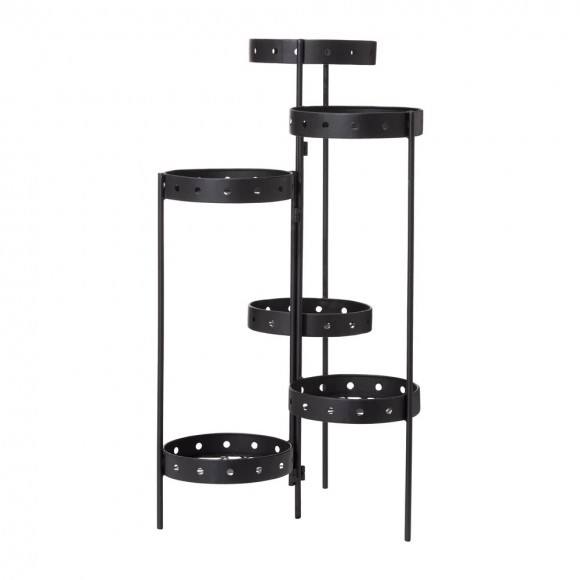 Glitzhome Glitzhome 32"H Foldable 6-Tiered Round Black Metal Plant Stand