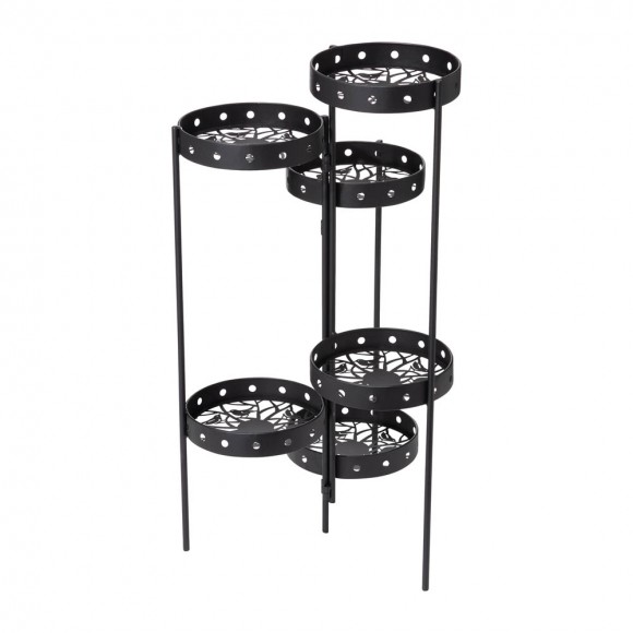 Glitzhome Glitzhome 32"H Foldable 6-Tiered Round Black Metal Plant Stand