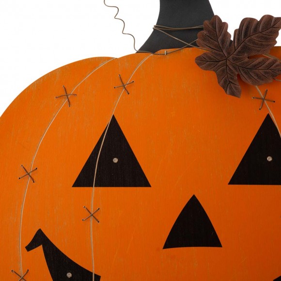 Glitzhome Glitzhome 32"H Halloween Wooden & Metal Pumpkin Stake Or Wall Décor (Two Functions)