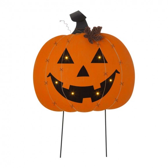 glitzhome Glitzhome 32"H Halloween Wooden & Metal Pumpkin Stake or Wall Décor (Two Functions)