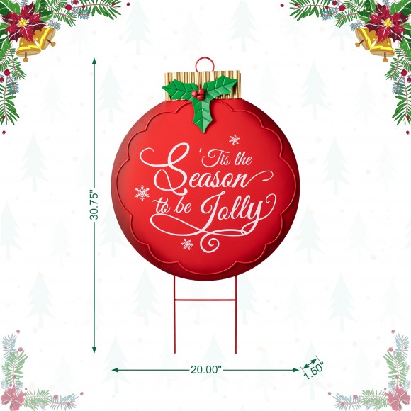 Glitzhome Glitzhome 32"H Large Metal Christmas Ornament Yard Stake Or Wall Decor(KD Two Function)