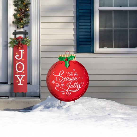 Glitzhome Glitzhome 32"H Large Metal Christmas Ornament Yard Stake Or Wall Decor(KD Two Function)