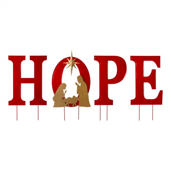 glitzhome Glitzhome 32"H Lighted Metal "HOPE" Yard Stake or Standing Decor or Wall Décor (3 Functions)